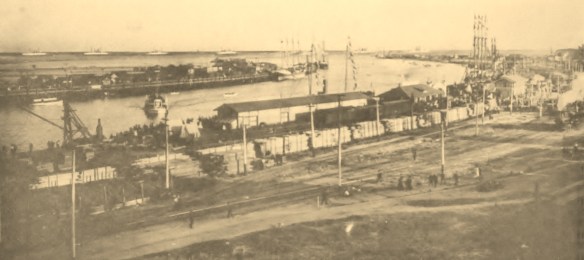 The Southern Pacific railroad wharf in 1908, on the site which later became Ports O' Call in San Pedro. (File photo)