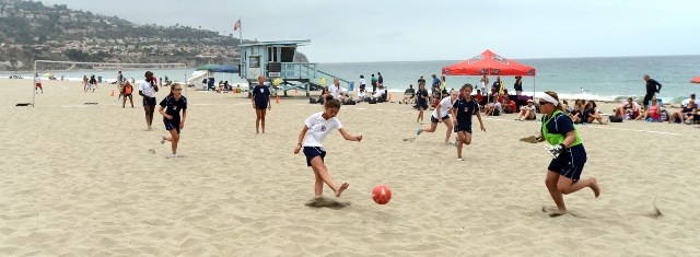 The 6th annual sand soccer tournament, part of the International Surf Festival, at Torrance beach in August 2012. Daily Breeze photo by Stephen Carr.