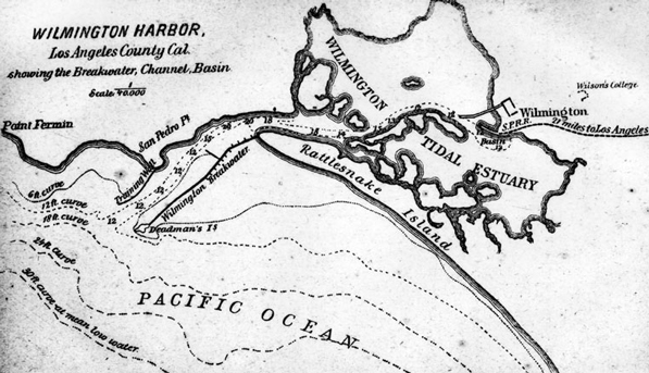 This map of Wilmington, ca. the 1870s, shows the location of Wilson College at right.