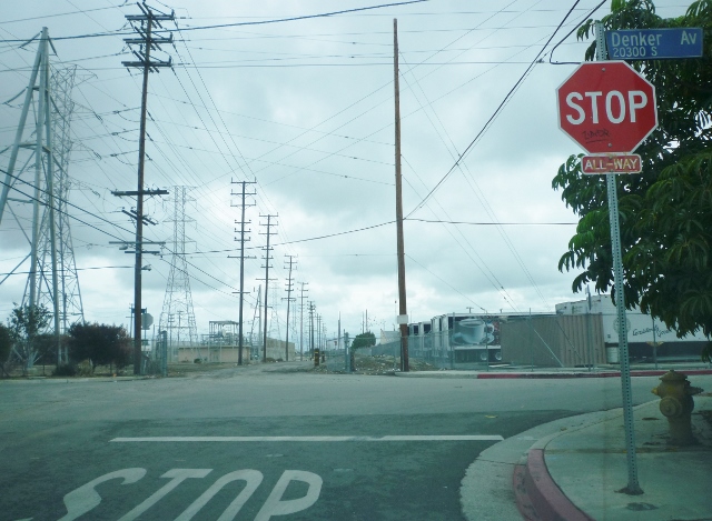 Del Amo Boulevard ends at Denker Avenue, above, in Harbor Gateway, then picks up again at New Hampshire Avenue just west of Vermont. Daily Breeze photo, November 2013.