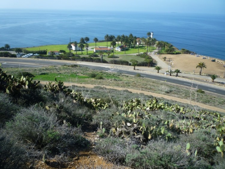 Point Vicente Lighthouse and related buildings are just down a cactus-filled hillside from Battery Barnes. The lighthouse site and grounds are operated by the U.S. Coast Guard.  (March 2014 Daily Breeze photo)