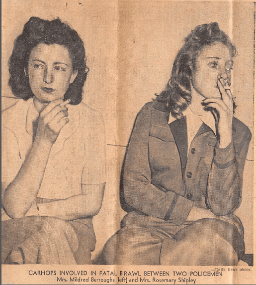 Mrs. Mildred Burroughs, left, and Mrs. Rosemary Shipley.  (Photo from Los Angeles Daily News, June 12, 1948.)