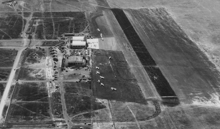 Mines Field on Aug. 27, 1929. The newly built Hangar 1, which still stands, can be seen at center.  (Photo credit: Los Angeles World Airports)