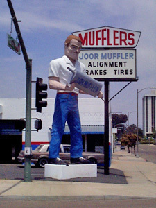 The Joor Muffler man assumes the classic pose outside the Escondido, Calif. business. Photo: City of Escondido.