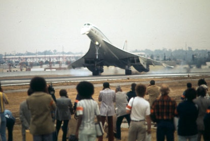 The Concorde 2 supersonic transport plane lands for the first time at LAX on Oct. 23, 1974. Daily Breeze file photo by Staff Photographer Jack Wyman.