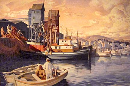 "Fish Harbor, Terminal Island," oil painting by Millard Sheets, 1935.