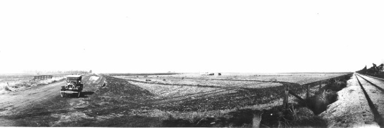 Bran and barley fields surrounded the Bennett Rancho makeshift airfield in this undated photo, presumably from the 1920s. (Photo credit: Los Angeles World Airports)