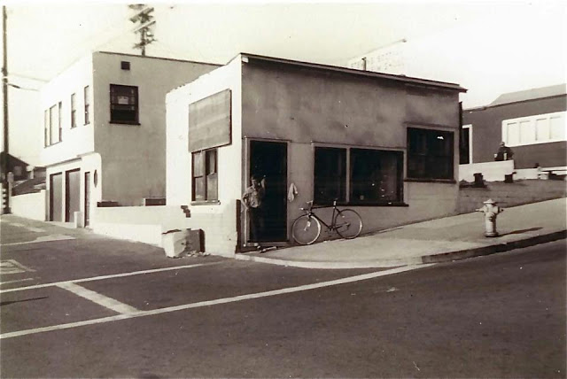 Dave Velzy's first surf shop in Manhattan Beach opened in 1950. (1952 photo by Don Guild, courtesy Surfing Heritage & Cultural Center and Croul Publications)