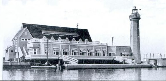 Undated postcard shows the Calfiornia Yacht Club's original clubhouse in Wilmington.
