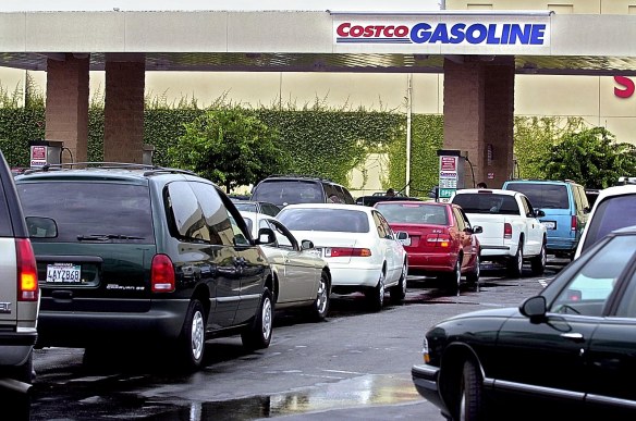 Motorists crowd the gas station at the Costco in Torrance before the Fourth of July. The store's owners would like to relocate to new larger quarters just north of the current location. July 2, 2014. (Daily Breeze file photo by Brad Graverson / Staff Photographer)