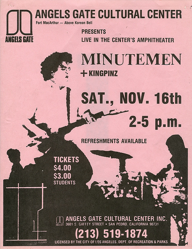 Flyer from the Angels Gate Cultural Center show, Nov. 16, 1985.