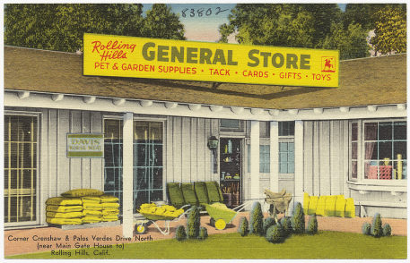 Undated vintage postcard shows the Rolling Hills General Store.
