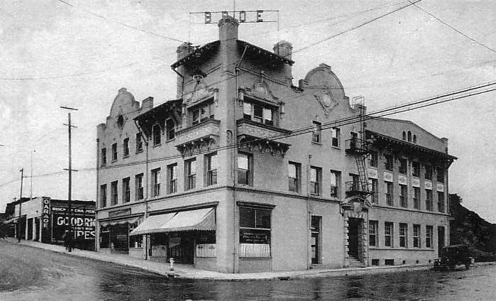 The original San Pedro Elks Lodge building opened at Palos Verdes and 7th streets in 1911. (Undated 1920s postcard)