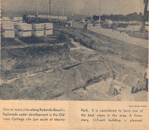 This Daily Breeze clipping from Aug. 11, 1969, Page 9, shows the apartment building under construction at the Irons Cottage site. Daily Breeze files.