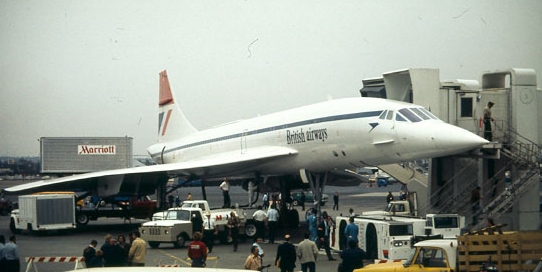 The Concorde 2 on the ground at LAX, Oct. 23, 1974. Daily Breeze photo by Staff Photographer Jack Wyman.
