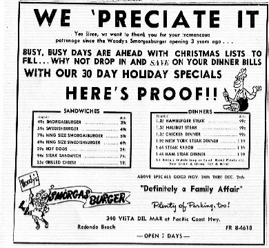 Torrance Herald ad, Nov. 23, 1961, Page 24. (Credit: Historical Newspaper Archives database, Torrance Public Library)