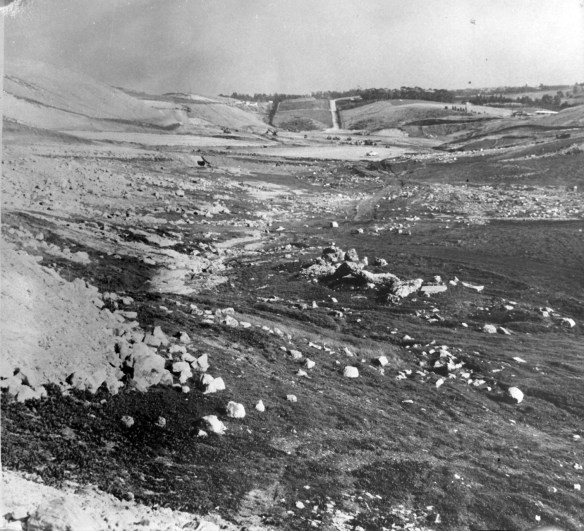 The land where Peninsula Center would be built as it was in 1959, looking east toward Rolling Hills. (Daily Breeze file photo)