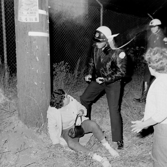 A protestor on the ground at the Harvey Aluminum plant strike, July 29, 1965. (Daily Breeze file photo)