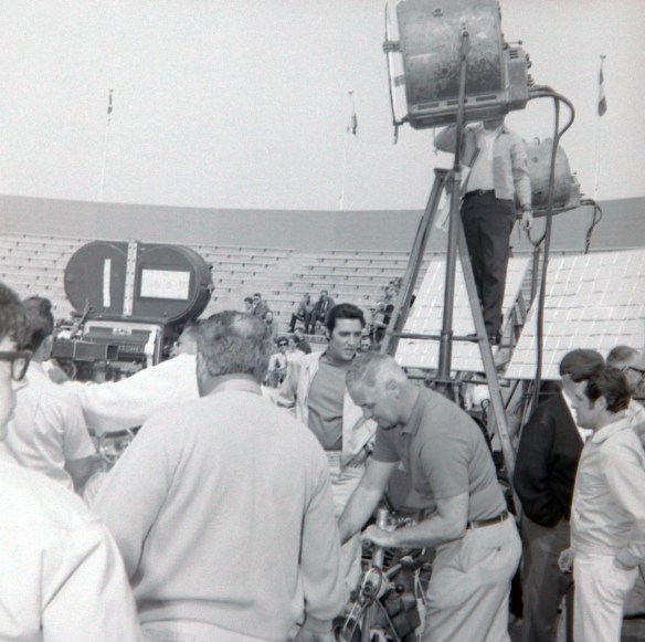 Elvis Presley, center, on the Marineland location set for "Live a Little, Love A Little" in 1968. Daily Breeze file photo.