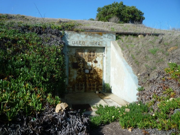 The rear entrance to Battery Barnes near the Rancho Palos Verdes City Hall. "U.S.E.D." stands for U.S. Engineering Department, part of the U.S. Army Corps of Engineers. (March 2014 Daily Breeze photo)