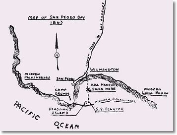 Map showing the site of the Ada Hancock explosion in 1863.