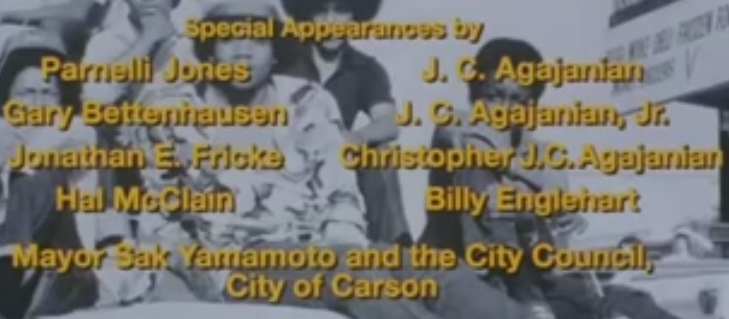 Ending film credits from H.B. Halicki's "Gone in 60 Seconds" gives thanks to Sak Yamamoto and Carson, bottom.