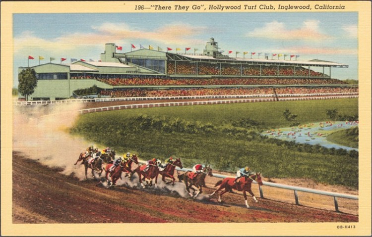 Undated postcard shows Hollywood Park ca. 1940s.