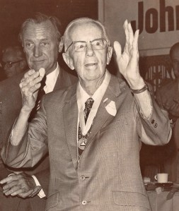 Jack Northrop acknowledges an ovation at a luncheon on Aug. 2, 1978. He died in 1981. (Daily Breeze staff file photo)