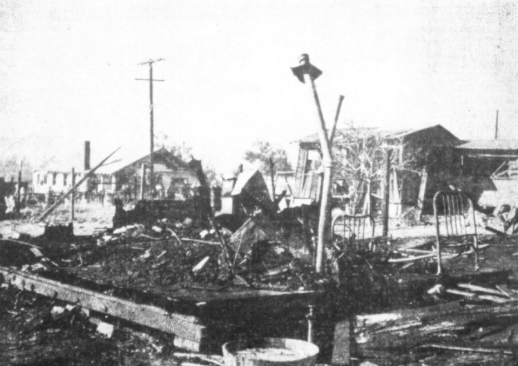 A violent explosion at Redondo's Golden State Fireworks Co. rocked the South Bay on Feb. 8, 1940, sending ripples into communities as far as 40 miles away. Photo from the following morning shows the devastation at the plant. Daily Breeze file photo. 