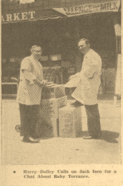 Harry H. Dolley, left, with Jack Isen in 1936. (Photo: Torrance Newspaper Archives database, Torrance Public Library)