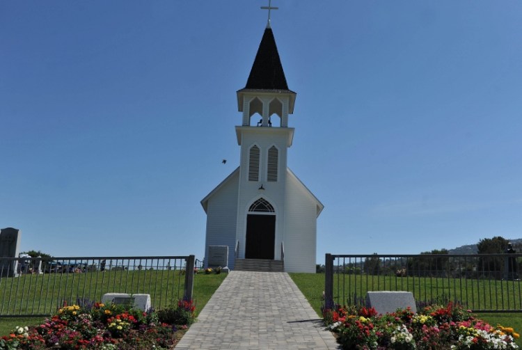 St. Peter's Episcopal Church (1884) at its new location in Green Hills Memorial Park in July 2013. (Brittany Murray / Staff Photographer)