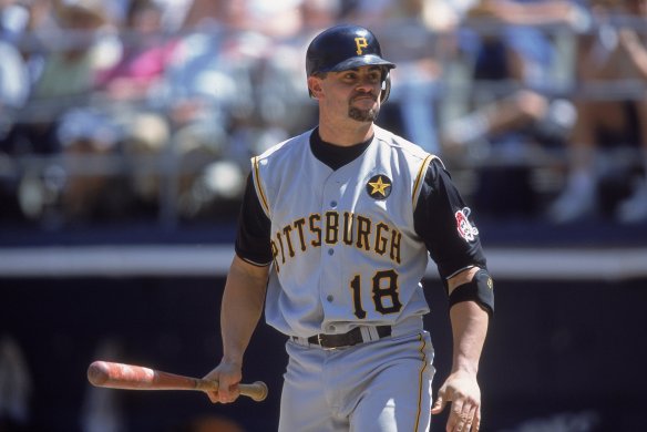Jason Kendall of the Pittsburgh Pirates walks to the plate during the game against the San Diego Padres at Qualcomm Stadium in San Diego, California. April 29, 2001. File photo. (Getty Images/Todd Warshaw /Allsport)