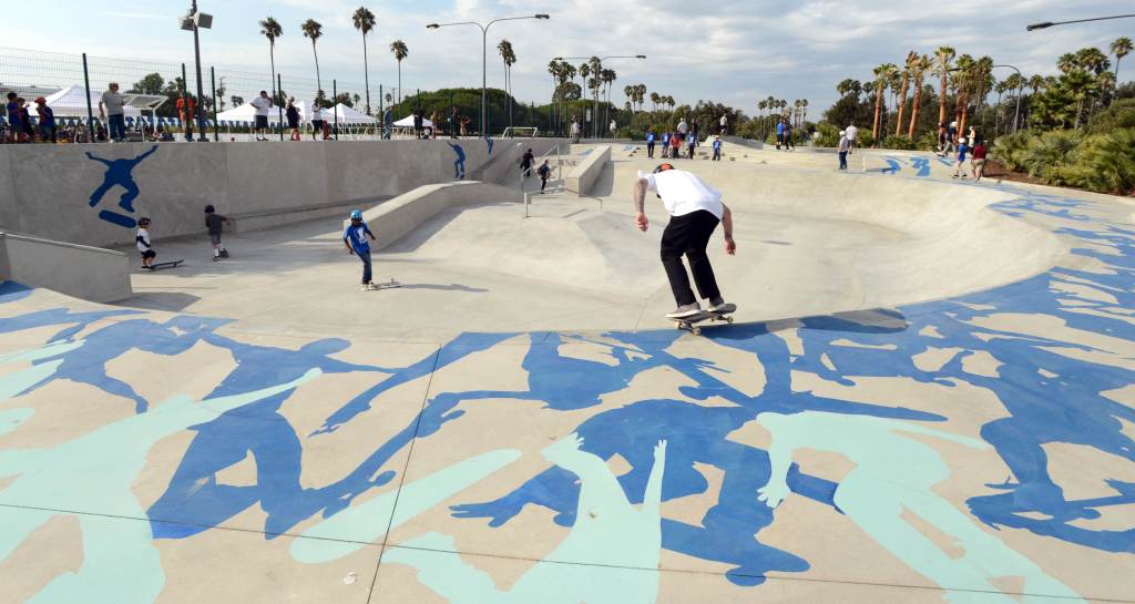 Skateboarders enjoy the newly opened skate park at Alondra on Aug. 30, 2012. (Daily Breeze file photo by Steve McCrank / Staff Photographer)