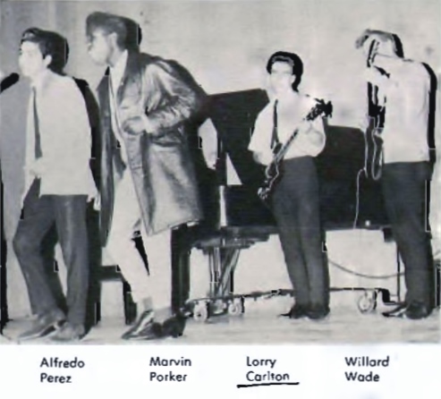 Larry Carlton, third from left, peforms with band at Narbonne High talent show in this photo from the 1966 Narbonne High yearbook.