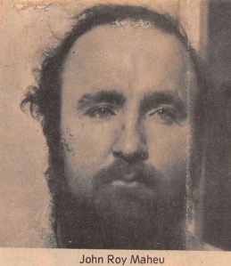 Booking mug of John Roy Maheum, from the Daily Breeze edition of April 30, 1973.