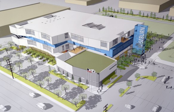 Artist rendering of the new Wiseburn High School scheduled to open in Fall 2017 in El Segundo. The school will house three separate charter schools, but will act as one high school. Much thought has been put into the design of the building to suit modern classroom instruction.