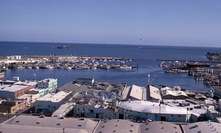 The Star-Kist Tuna cannery, foreground, in 1969. . (Photo courtesy Los Angeles Fire Department Historical Society)