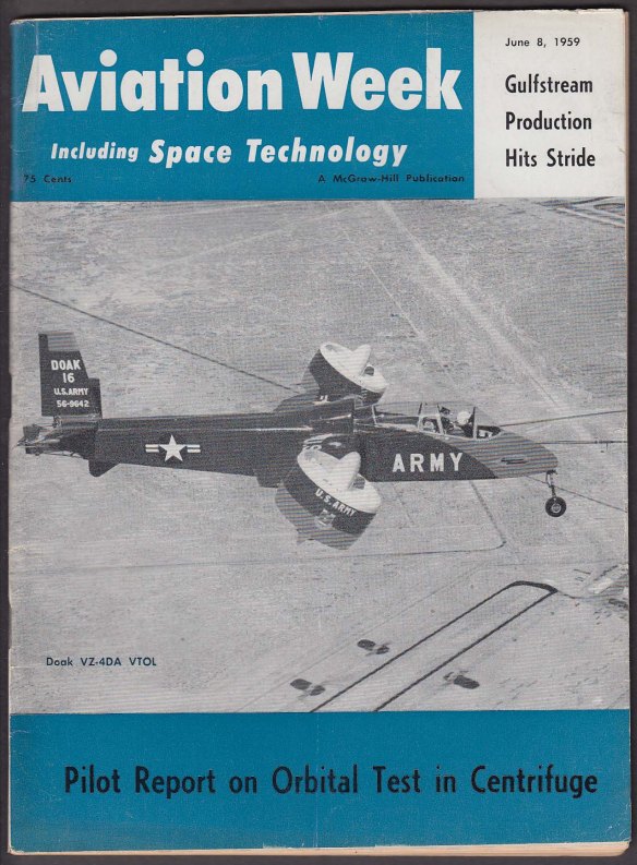Doak's plane makes the cover of Aviation Week and Space Technology on 1959.