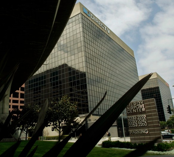 Clear blue skies provide the setting for DirecTV's headquarters Thursday, May 4, 2006, in El Segundo. Since the 2015 merger with AT&T, the DirecTV logo has been replaced by the blue AT&T globe logo. (AP Photo/Ric Francis)