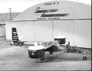 The Doak Model 16 prototype at the company's Torrance Municipal Airport Hangar in an undated photo circa 1958. 