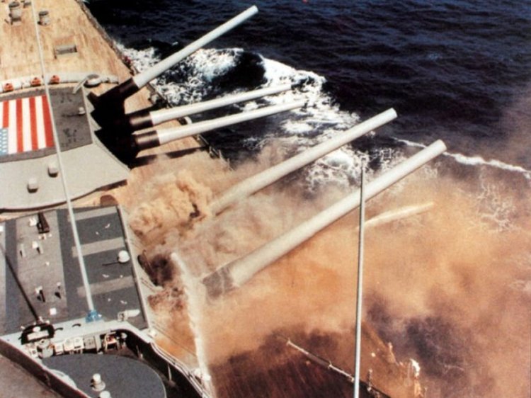 Smoke pours from Turret #2 of the USS Iowa after an explosion and fire on April 19, 1989, that killed 47 men. (Photo: Official U.S. Navy Photograph, National Archives collection)