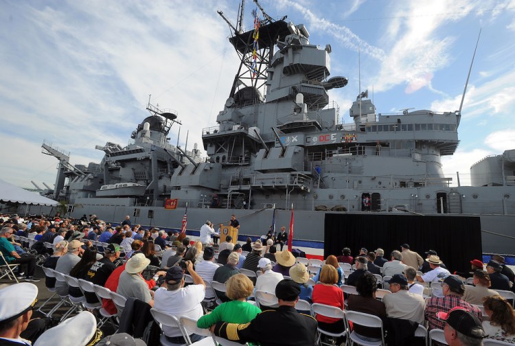 The USS Iowa (BB-61) was feted on the 71st anniversary of its commissioning in San Pedro, CA on Saturday, February 22, 2014. (Scott Varley / Daily Breeze Staff Photographer)