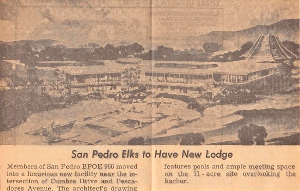 Artist rendering of the planned San Pedro Elks Lodge. Daily Breeze, Feb. 16, 1968.