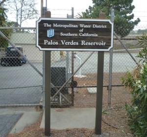 Sign near the control center at the Palos Verdes Reservoir. May 2014 Daily Breeze photo.