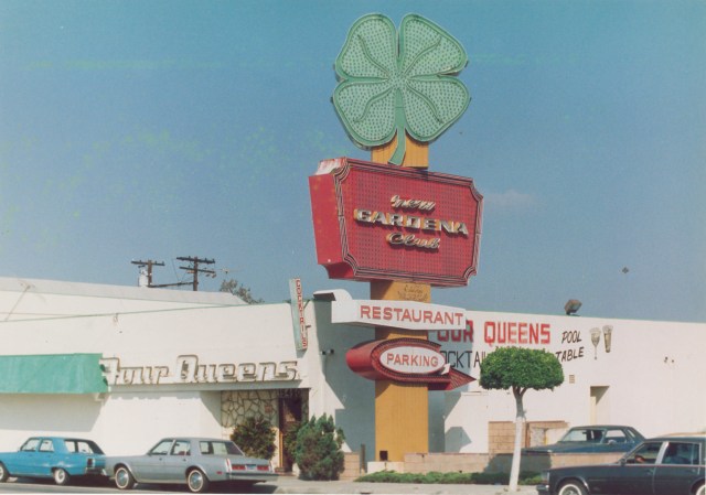 Exterior of the New Gardena Club in October 1984, the month it closed. Daily Breeze file photo by Jack Lardomita.