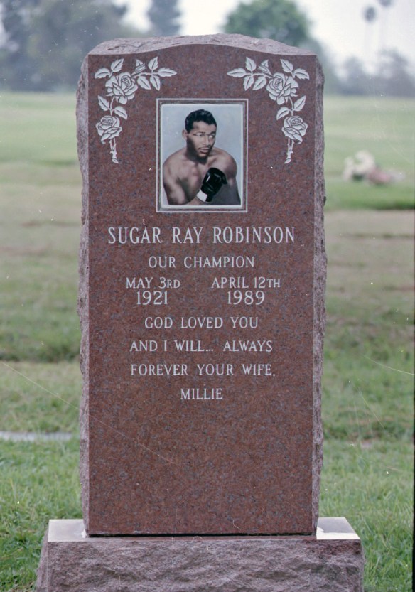 Boxer Sugar Ray Robinson's grave marker. (Sept. 1995 Daily Breeze file photo)