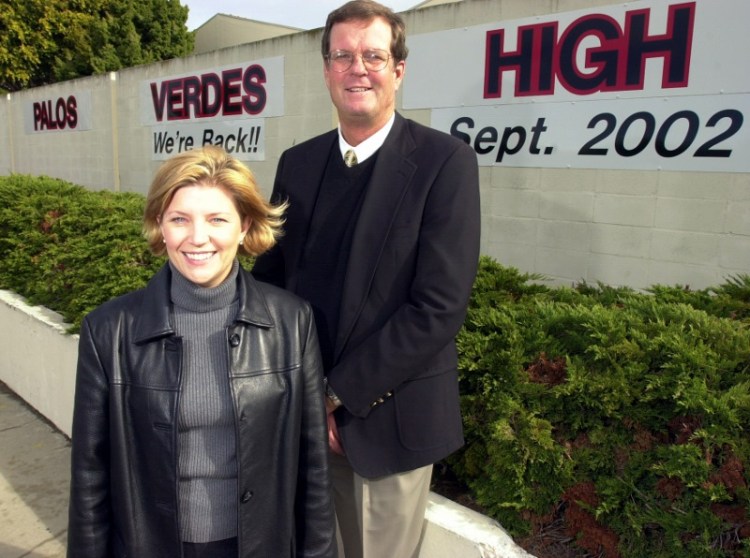 Principal Chris Bowles and associate principal Alison Simmons headed the administration of the newly reopened Palos Verdes High School in 2002. (Daily Breeze staff photo by Scott Varley)