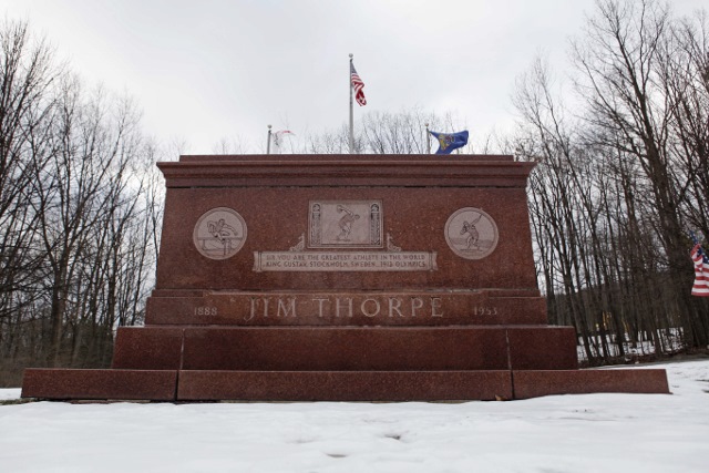 Jim Thorpe's gravesite memorial in Jim Thorpe, Pa. (Photo credit: The Associated Press)